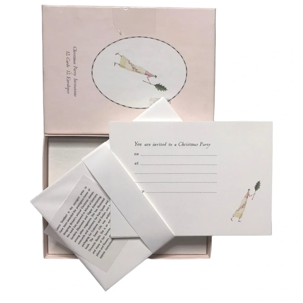 Vintage Christmas Party Invitations Laura Stoddart 12 Cards 12 Envelope 2001 YTK
